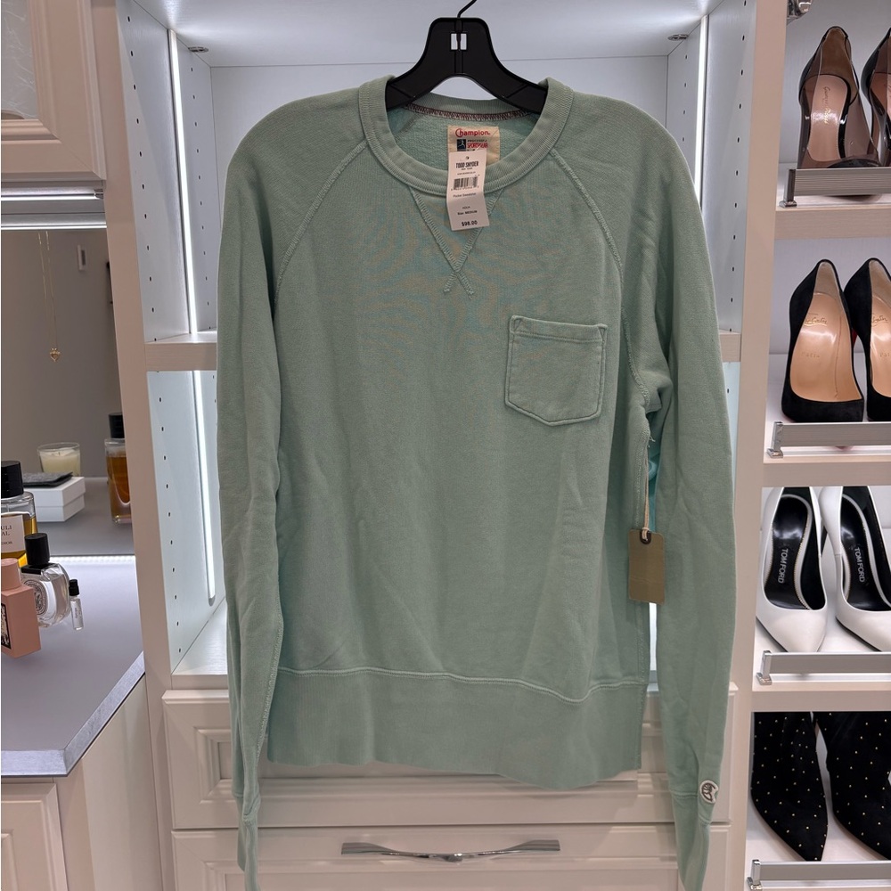 Todd Snyder Aqua Pocket Sweatshirt with Crewneck